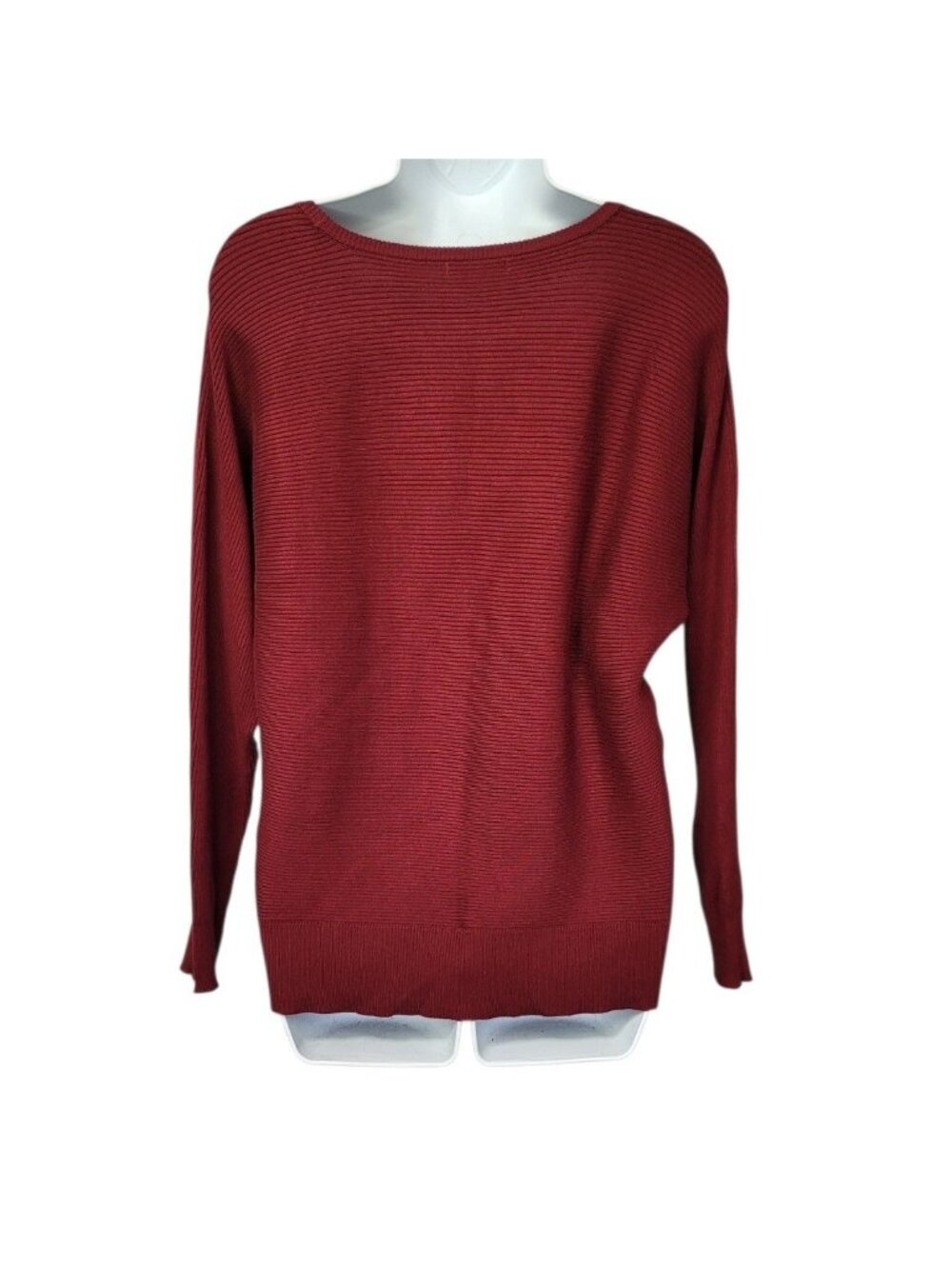 Maurices Sweater Womens M Ribbed Knit Burgundy Cutout V-Neck Dolman Fall Top - Picture 2 of 10